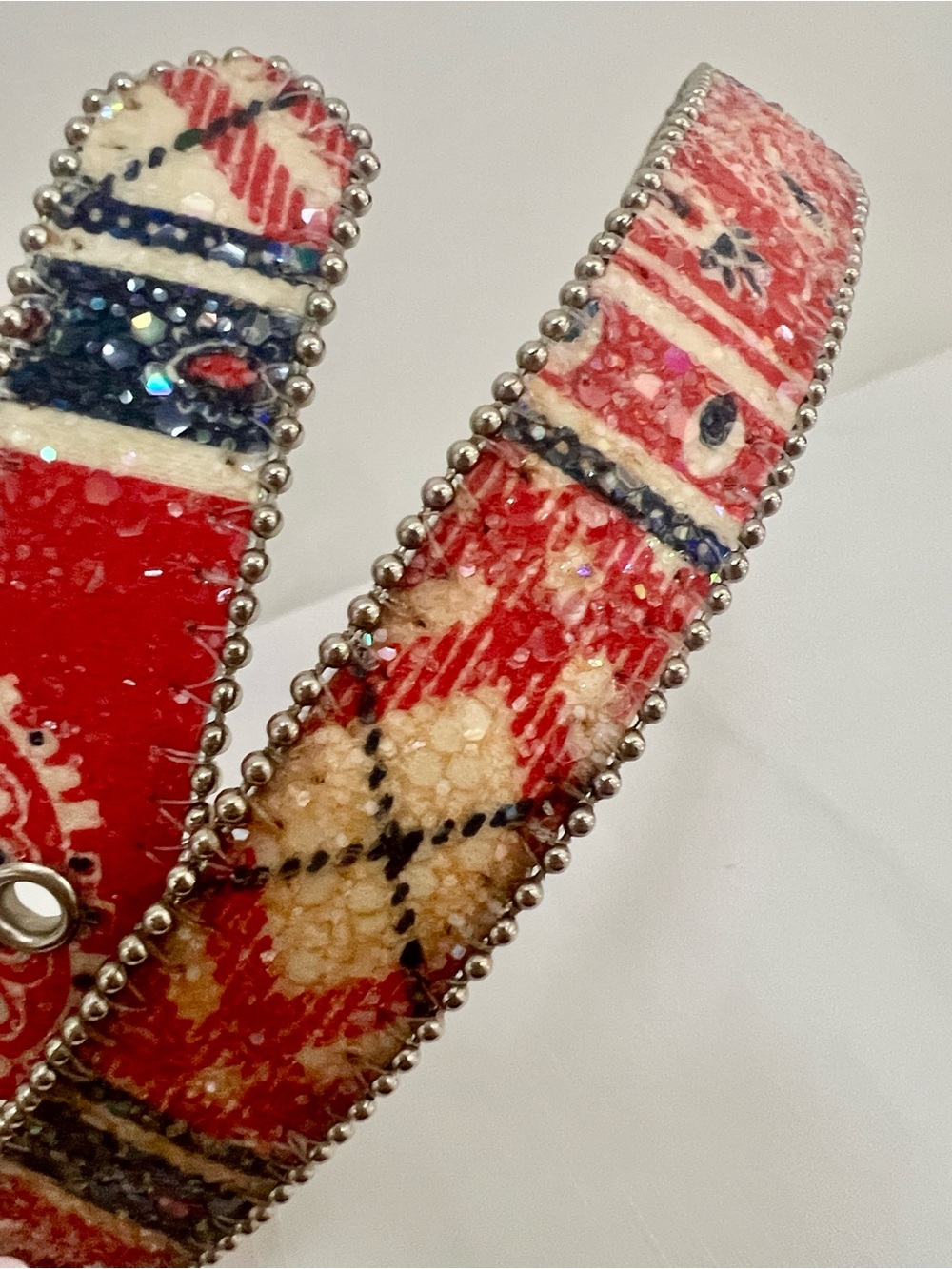 Red Blue Silver Vintage Crystal Slim Belt Western Buckle - Picture 4 of 8